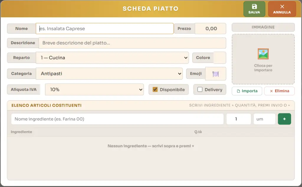 📋 Scheda Piatto