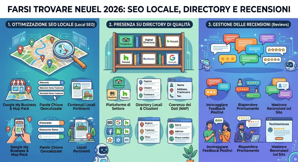 Farsi trovare nel 2026: SEO locale, directory di qualità e recensioni
