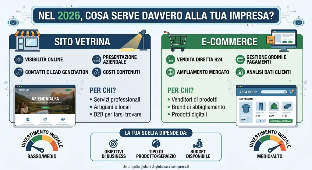 Sito vetrina o e-commerce? Cosa serve davvero alla tua impresa nel 2026