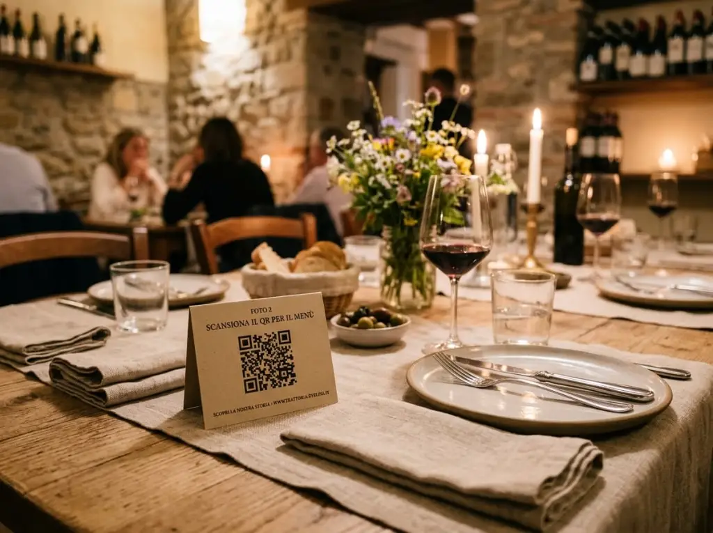 Cartoncino QR sul tavolo